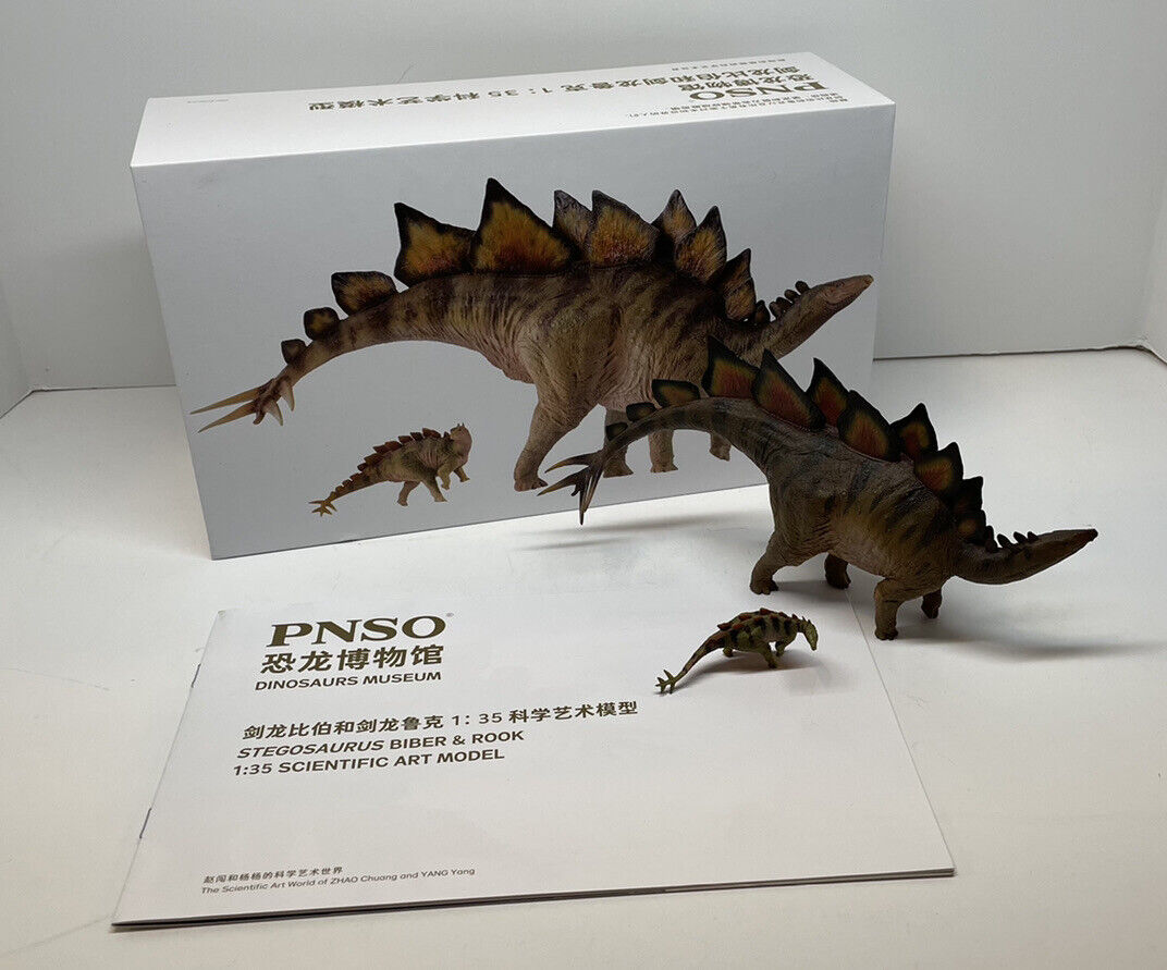 Pnso Stegosaurus Biber & Rook Dinosaur Statue Pvc Model Figure Animal Display