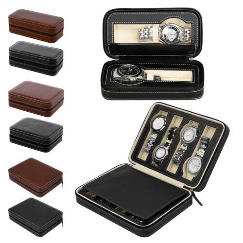 Portable Travel Watch Storage Case Box 2/4/8 Grids Leather Wristwatch Organizer