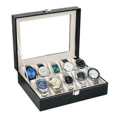 10 Slots Leather Watch Display Box Storage Rack Holder Organizer Box Case