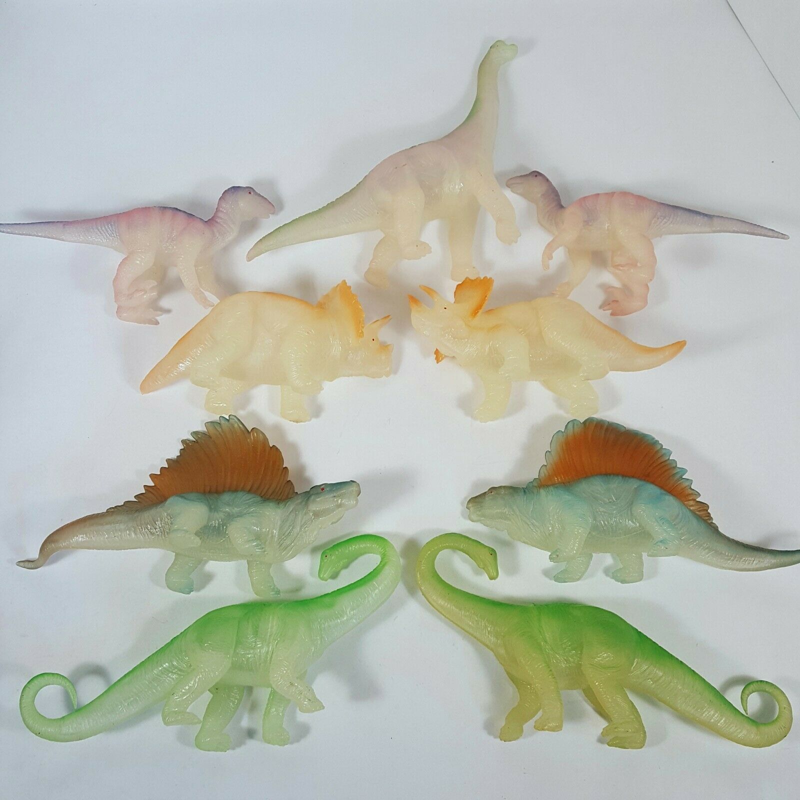 Toy Major Dinosaur Hard Translucent Plastic Lot Of 9 Figures 2000 Brachiosaurus