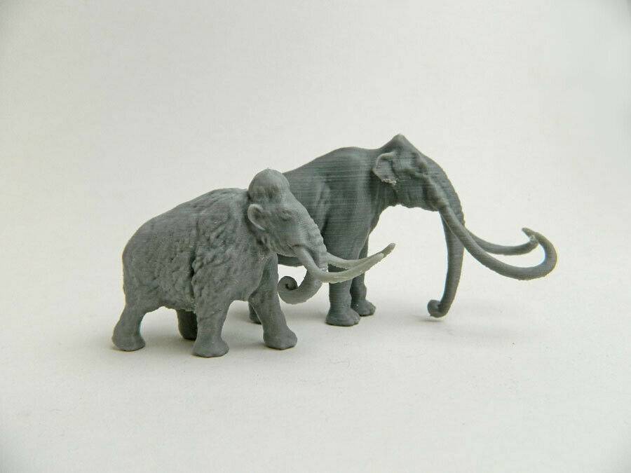 Columbian Mammoth And Woolly Mammoth In Same 1/64 Scale 3d Plastic Printed Model