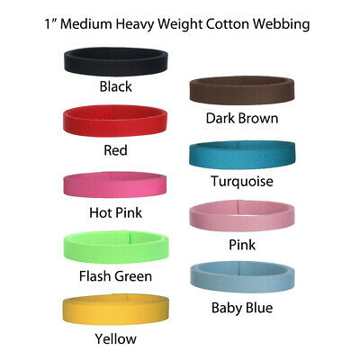 1 Inch Medium Heavy Cotton Webbing - Pick Your Quantity & Colors - Free Shipping